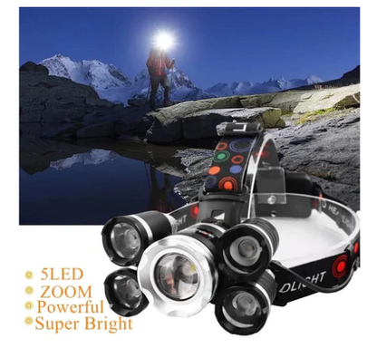 Акумулаторен челник с 5 led диода - t6