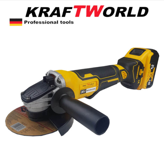 Немски Акумулаторен Безчетков Ъглошлайф KraftWorld 24V + 2 Батерии